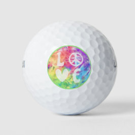 Liebe Peace Sign Heart Fun Pastel Rainbow Gefärbte Golfball
