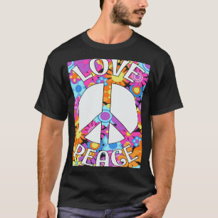 Liebe Peace Signe 60er 70er Dye Gefärbte Krawatte  T-Shirt