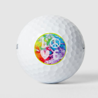 Liebe Peace Signer Heart Watercolor Regenbogen Gef Golfball