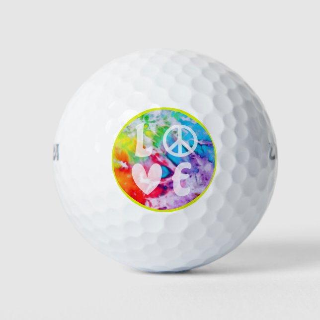 Liebe Peace Signer Heart Watercolor Regenbogen Gef Golfball (Vorderseite)