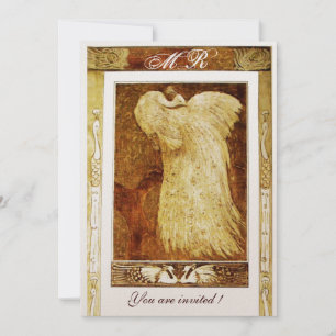 Liebe PEACOCK MONOGRAM, braun-gelb Einladung