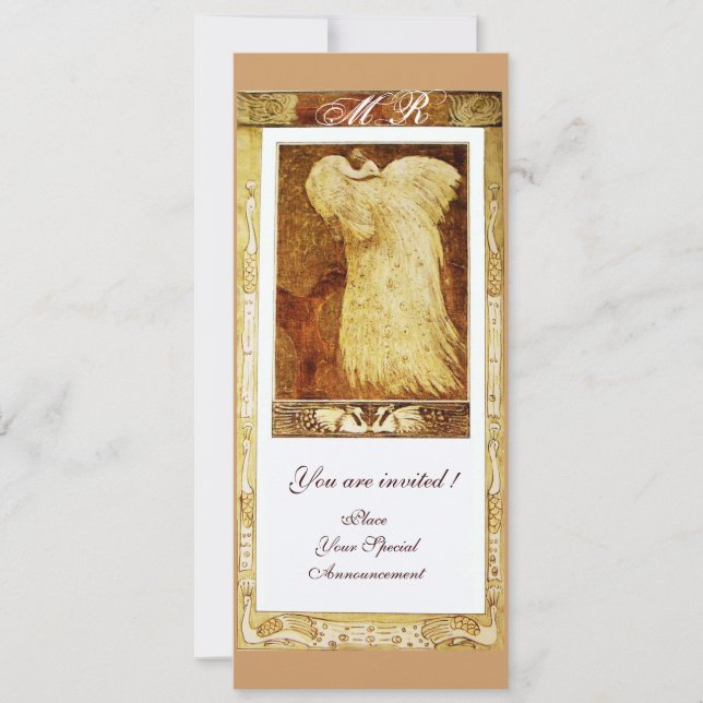 Liebe PEACOCK MONOGRAM, braun weiß Einladung (Vorderseite)