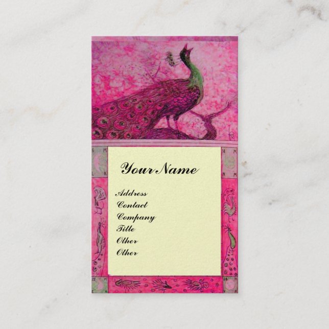 Liebe PEACOCKS MONOGRAM Pink fuchsia perl Visitenkarte (Vorderseite)