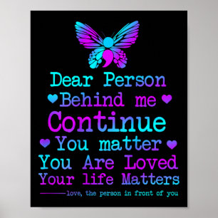 Liebe Person hinter mir Ihr Leben Probleme Selbstm Poster