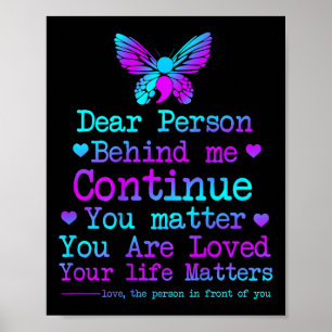 Liebe Person hinter mir Ihr Leben Suizid Preventi Poster