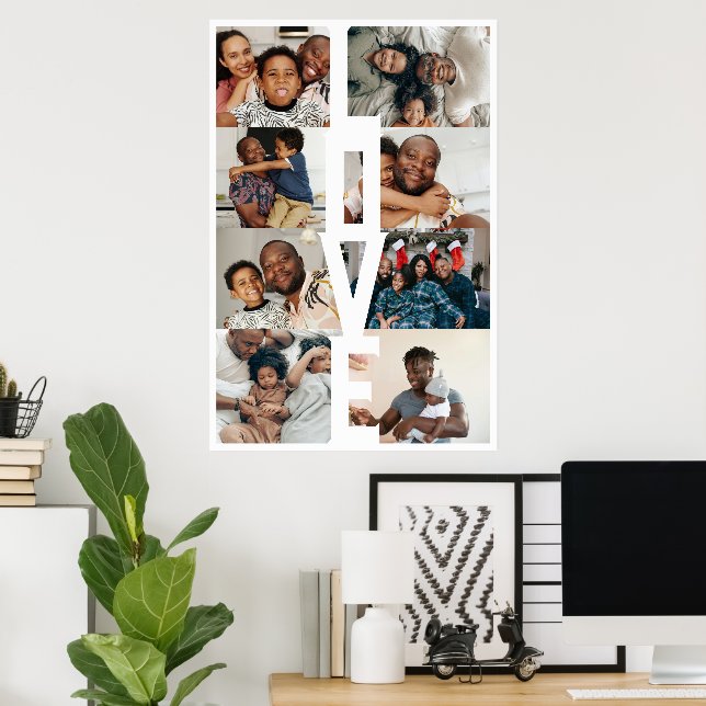 LIEBE Personalisiert 8 Foto Collage Poster (Heimbüro)