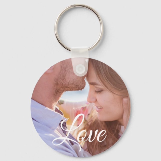 Liebe Personalisiert Foto Couple's Key Chain Schlüsselanhänger (Vorderseite)