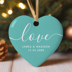 Liebe Personalisiert Paare Aquamarines Foto Orname Keramik Ornament