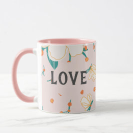 Liebe Personalisiertes Blumenmuster Aquarell Rosa Tasse