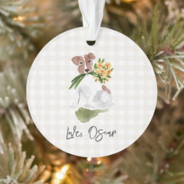 Liebe PET NAME Gingham Terrier Dog Wasserfarbe Kun Ornament