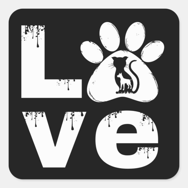 LIEBE PET PAW ANIMAL GIFT QUADRATISCHER AUFKLEBER (Vorderseite)
