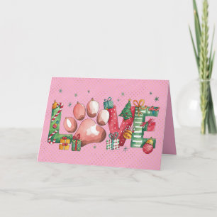 Liebe Pet Paw Frohe Weihnachtskarte Rosa Einladung