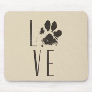 Liebe Pet Pet Print Brown Grunge Typografie Mousepad