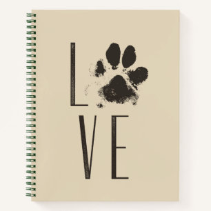 Liebe Pet Pet Print Brown Grunge Typografie Notizbuch