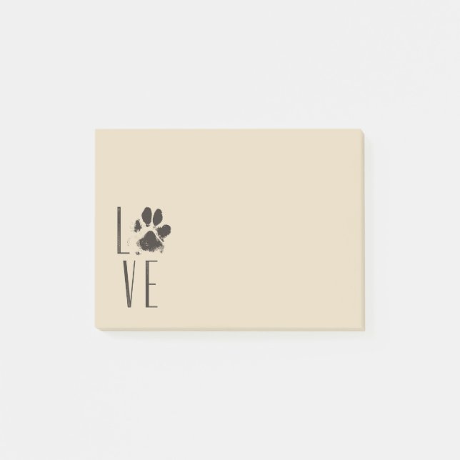Liebe Pet Pet Print Brown Grunge Typografie Post-it Klebezettel (Vorderseite)