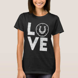 Liebe Pferd Hufeisen Reitsport Sattel Stall T-Shirt