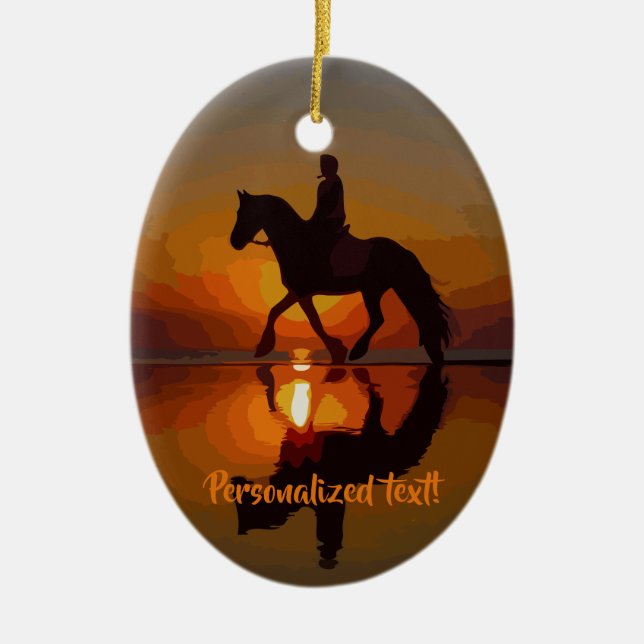 Liebe-Pferde, Pferderuecken-Reiten, Keramik Ornament (Vorne)