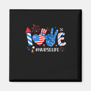 Liebe Pflege Leben Amerikanische Flagge 4. Juli Magnet