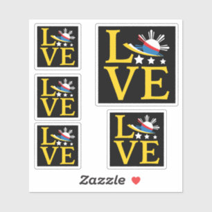 Liebe - Philippinische Flagge Typografie Kunst Aufkleber