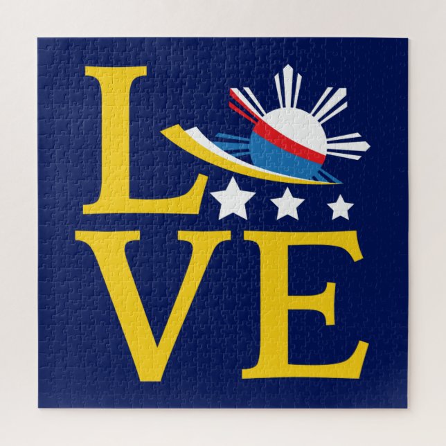 Liebe - Philippinische Flagge Typografie Kunst Puzzle (Vertikal)