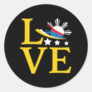Liebe - Philippinische Flagge Typografie Kunst Runder Aufkleber