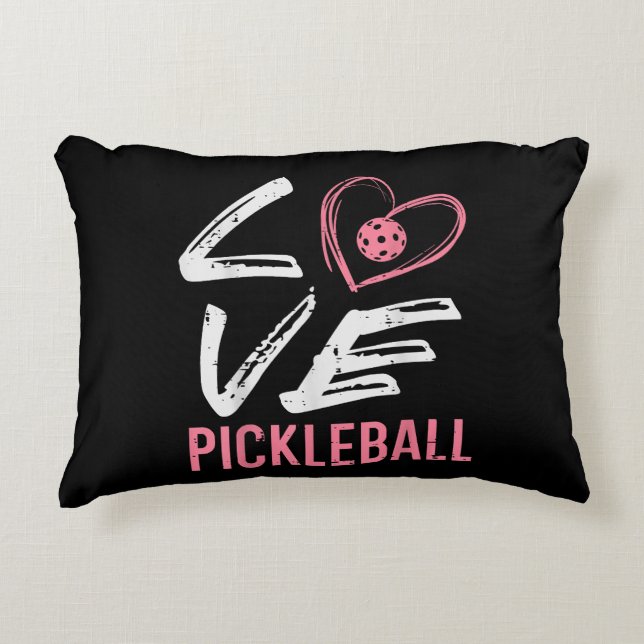 Liebe Pickleball Herzstück Pickle Ball Girl Dekokissen (Vorderseite)