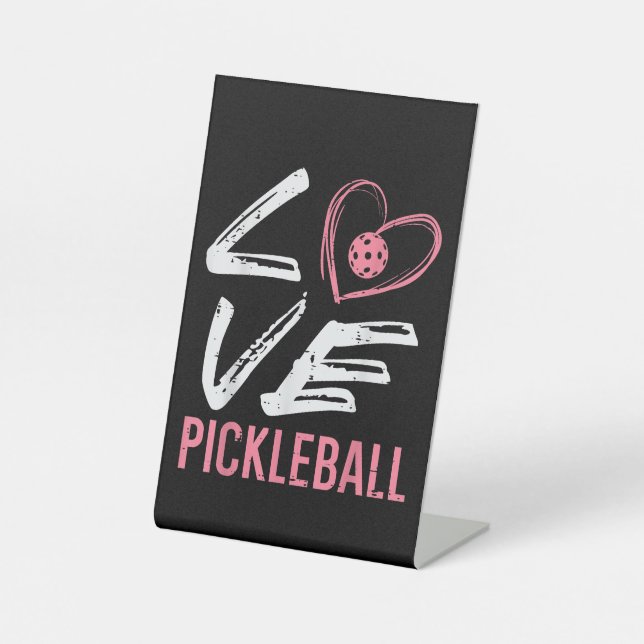 Liebe Pickleball Herzstück Pickle Ball Girl Sockelschild (Vorderseite)