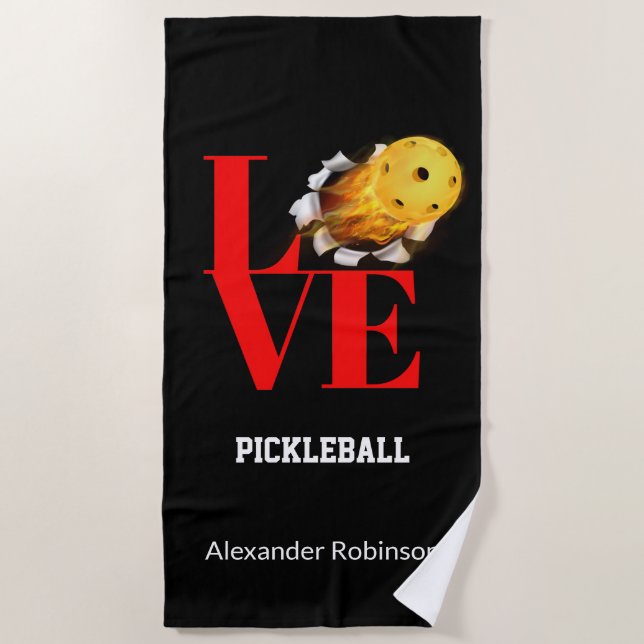 Liebe Pickleball Personalisiert Sports  Strandtuch (Vorderseite)