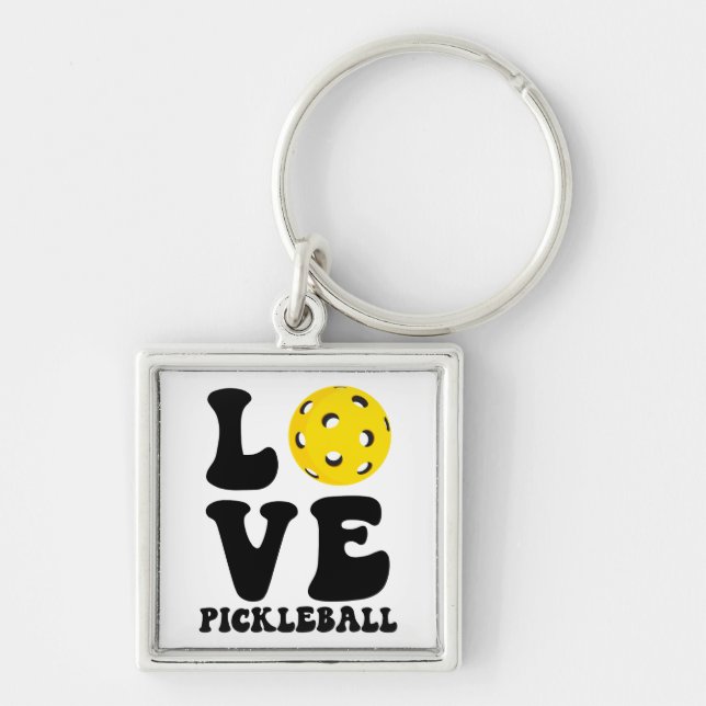 Liebe Pickleball Retro Schlüsselanhänger (Vorne)