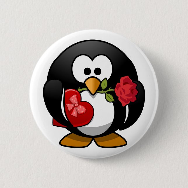 Liebe Pinguin mit Valentingeschenken Button (Vorderseite)
