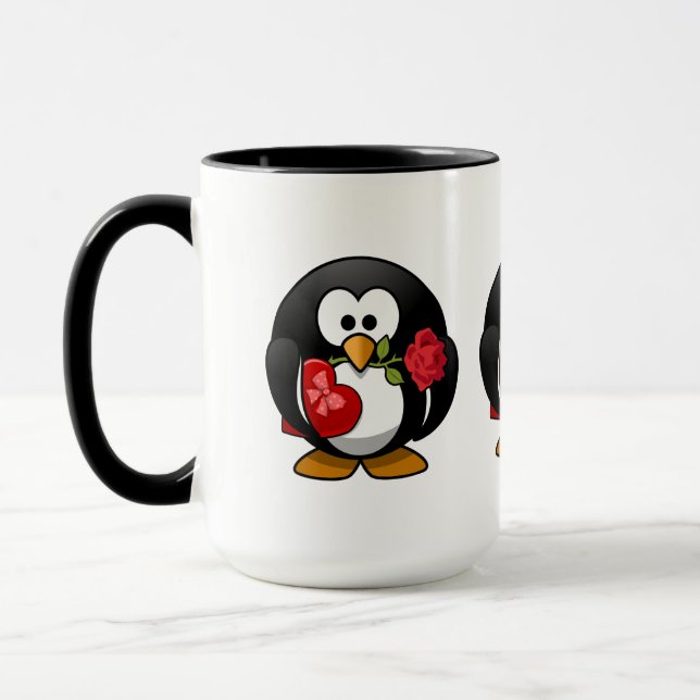 Liebe Pinguin mit Valentingeschenken Tasse (Links)