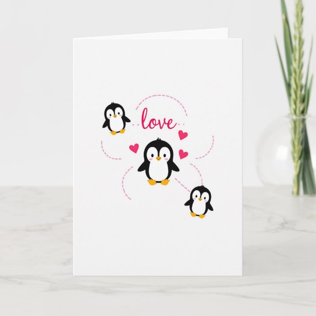 Liebe Pinguine Herzen Karte (Vorderseite)