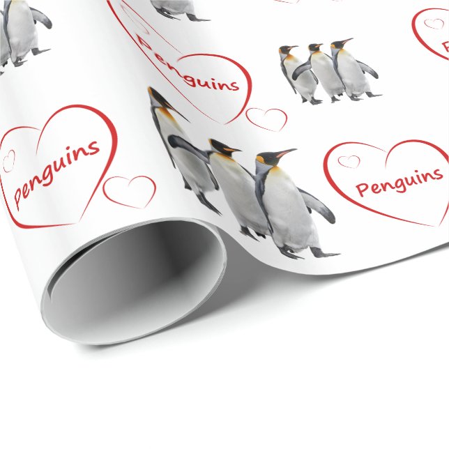 Liebe Pinguine Wrapping Paper (Farbe auswählen) Geschenkpapier (Rolleneckpunkt)