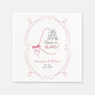 Liebe Pink Bow Champagne Tower Serviette