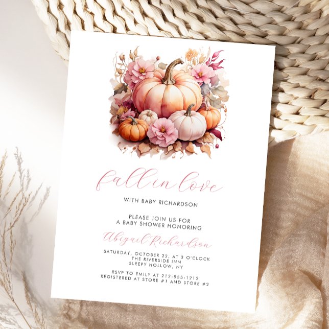 Liebe Pink Floral Pumpkins Girl Baby Dusche Postkarte (Von Creator hochgeladen)