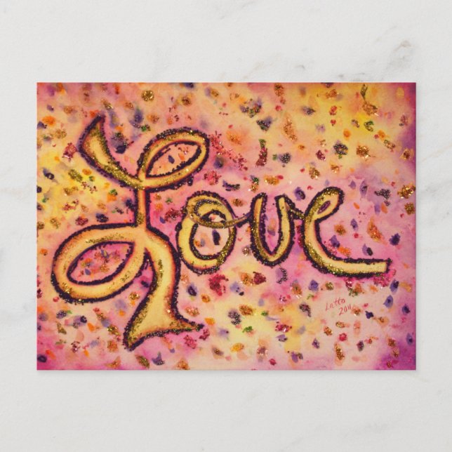 Liebe Pink Glamour Glitzer Postkarte (Vorderseite)