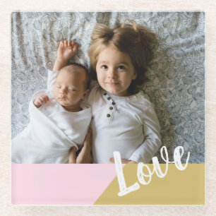 Liebe Pink Gold Personalisiertes Foto Geschenk Gro Glasuntersetzer