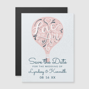 Liebe Pink Pink Ballon Save the Date mit Handschri Magnetkarte