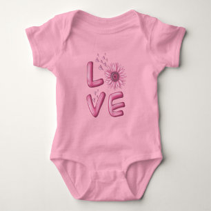 Liebe Pink Sunflower Baby Bodysuit Strampler
