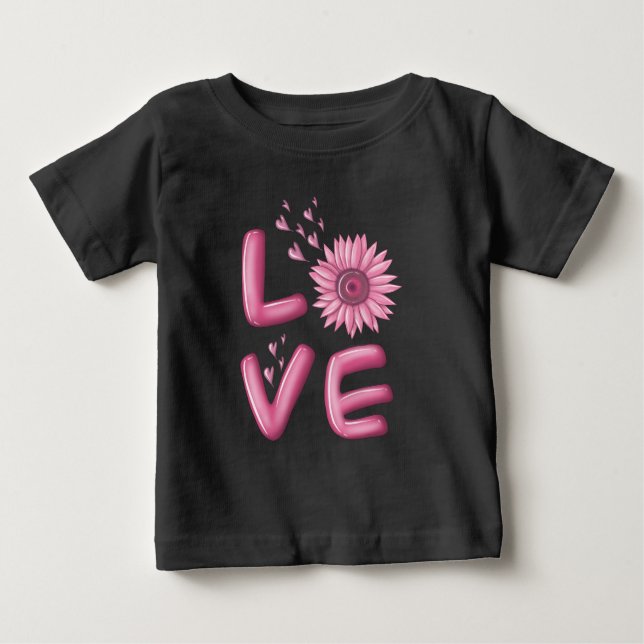 Liebe Pink Sunflower Baby T - Shirt (Vorderseite)