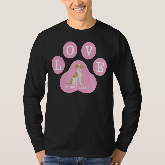 Liebe Pit Bull Terrier in rosa Farbe T-Shirt (Vorderseite)
