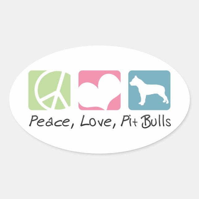 Liebe Pit Bulls Ovaler Aufkleber (Vorderseite)