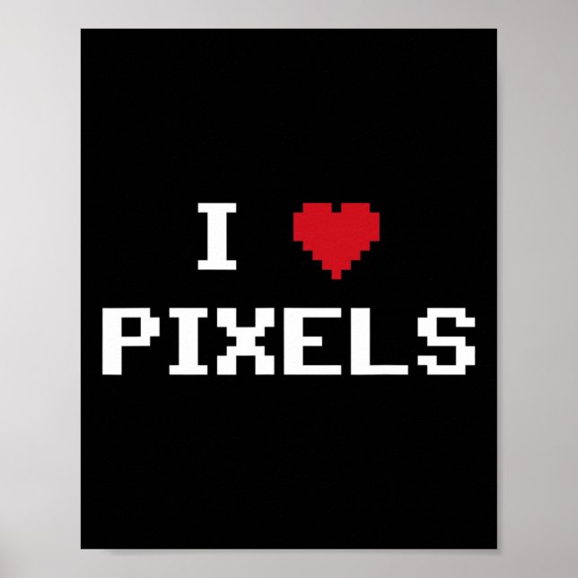 Liebe Pixels C64 Fans Herzspiel Shirt Funny Vide Poster (Vorne)