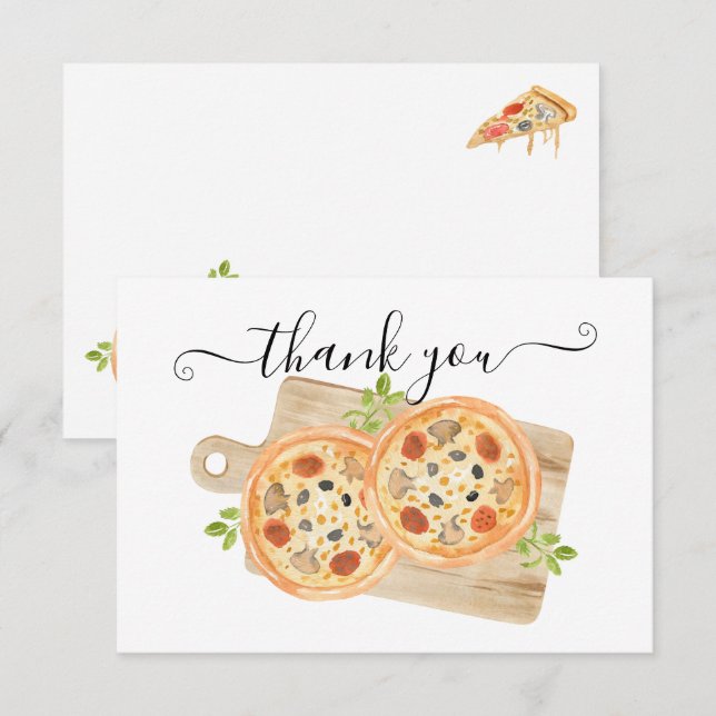 Liebe & Pizza Dankeskarte Einladung (Vorne/Hinten)
