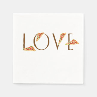 Liebe Pizza Fun Trendy Typografie Serviette