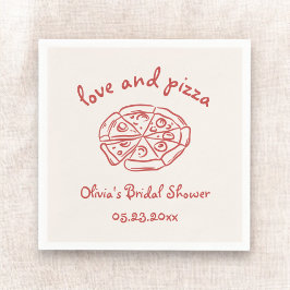 Liebe & Pizza Italienisches handgezeichnetes Braut Serviette