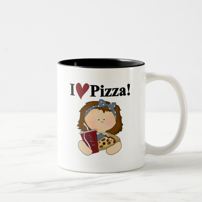 Liebe-Pizza-T-Shirts und Geschenke des Mädchen-I Zweifarbige Tasse (Rechts)