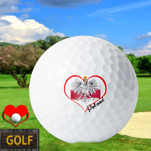Liebe Polen Golfbälle, polnische Flagge, Herz Golfball