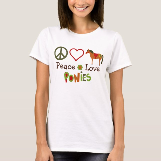 Liebe Ponies Retro Horse T-Shirt (Vorderseite)