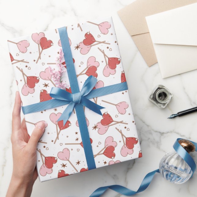 Liebe Pop Retro Valentine's Wrapping Paper Geschenkpapier (Schenken)